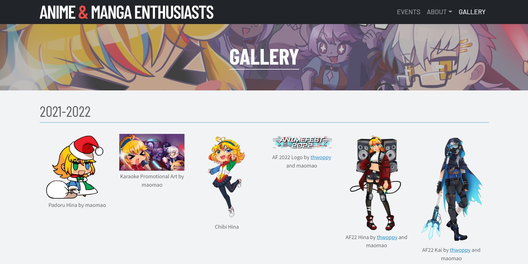 Anime & Manga Enthusiasts Club Website Gallery